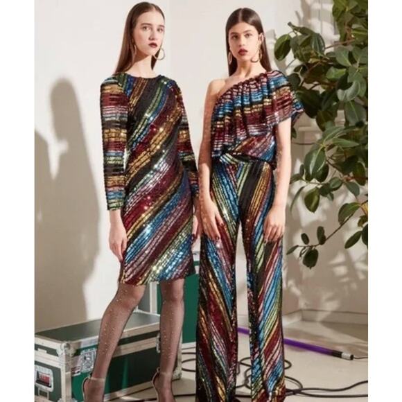 Alcoolique Dresses & Skirts - ACOOLIQUE Sequin Payton Dress Rainbow Stripe {JJ27}